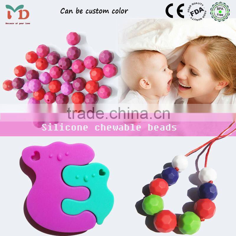 cheap custom silicon rubber necklace colorful beads necklace