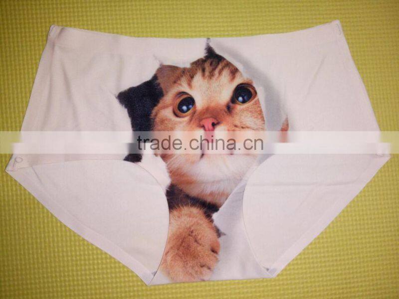 Smooth Traceless Lingerie Sexy Cat Printed Hipsters Anti-exposure Panty