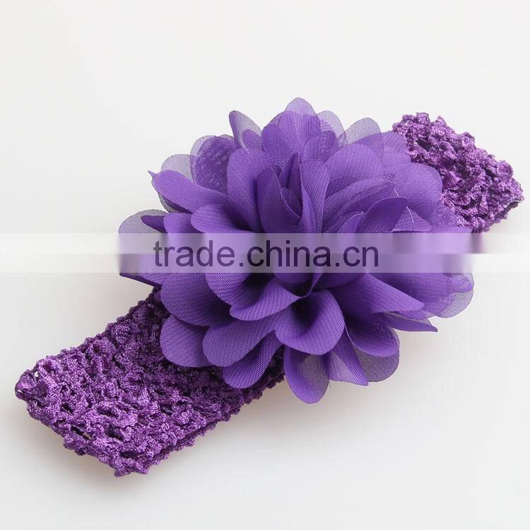 Wholesale cute handmade crochet baby headband with Chiffon flower