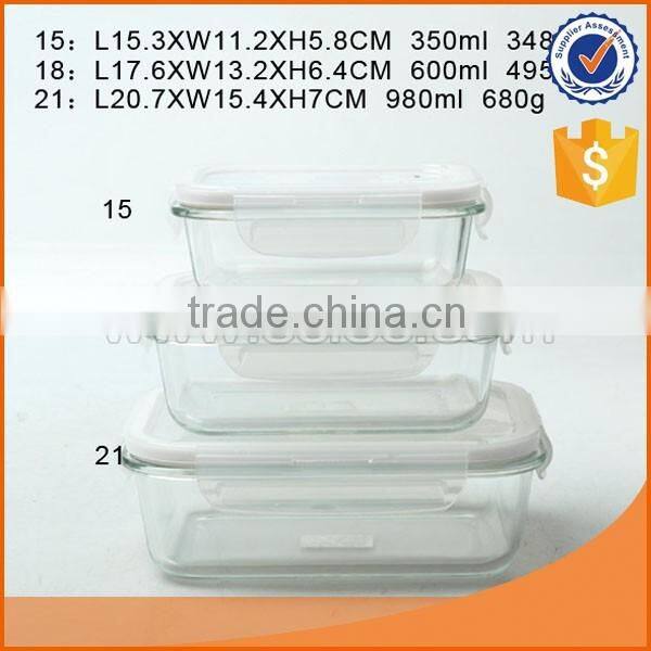 Vacuum & Fresh Square Shape Airtight Glass Food Container Set Heat Resistant Food Container With Lid