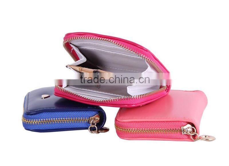 2015 FASHION LADIES HEART STUD PU ZIPAROUND PURSE