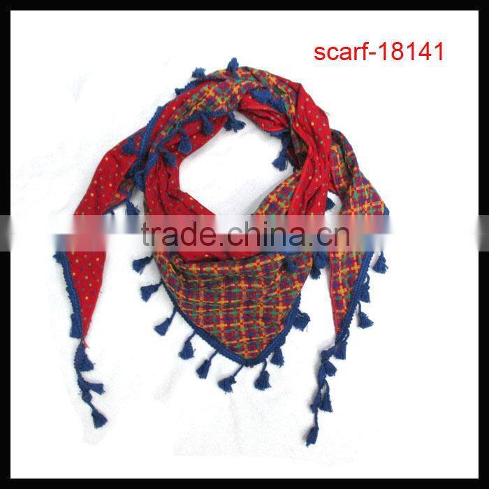 fashion lady polyester chevron triangle scarf tassel