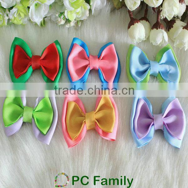 Colorful double colors kids hair bow clips