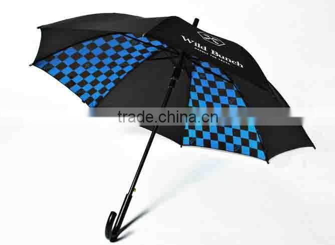 factory 23 inch walking stick automatic logo check printed umbrella