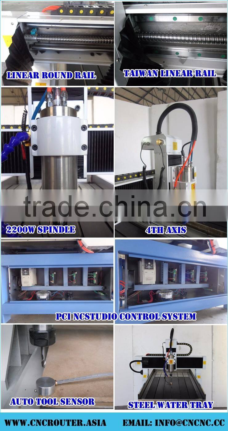 2200W NCStudio Control Small Metal Engraving CNC Router 6090 With Stainless Steel Water Tray X(60CM)*Y(90CM)*Z(20CM) CE Approval