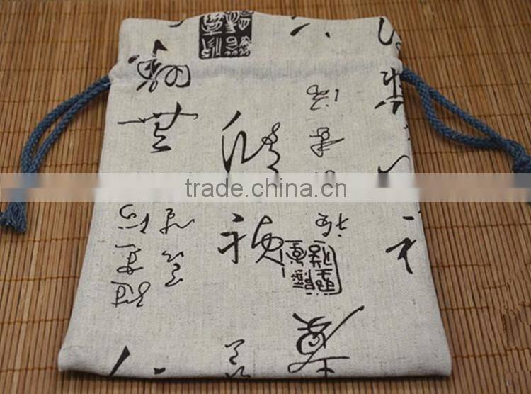 Wholesale Screen Printed Logo Decorative Natural Jute Drawstring Burlap Bags