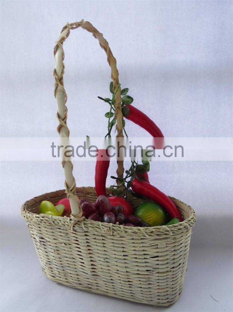 Rattan flower basket with handle