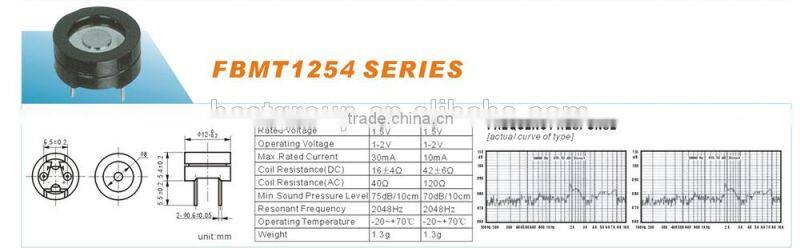 hot sell 1.5v 100DB 12mm cheap buzzer FBMT1254B