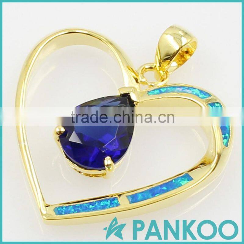 wholesale fashion series of water on the heart blue Opal sterling silver unisex necklace pendant