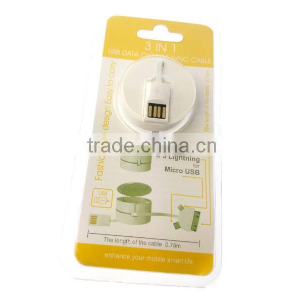 High quality high speed 2in1 usb cable for iphone and Android cell phone date sync charger cable