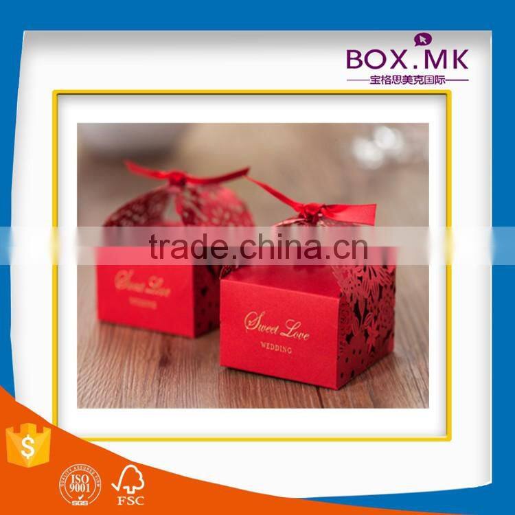Fashionable Promotional Luxury High Quality Customize Red Cardboard Box Wedding Favors