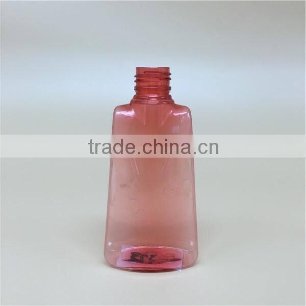 150ml 5oz transparent red flat plastic bottle for cosmetics use with caps