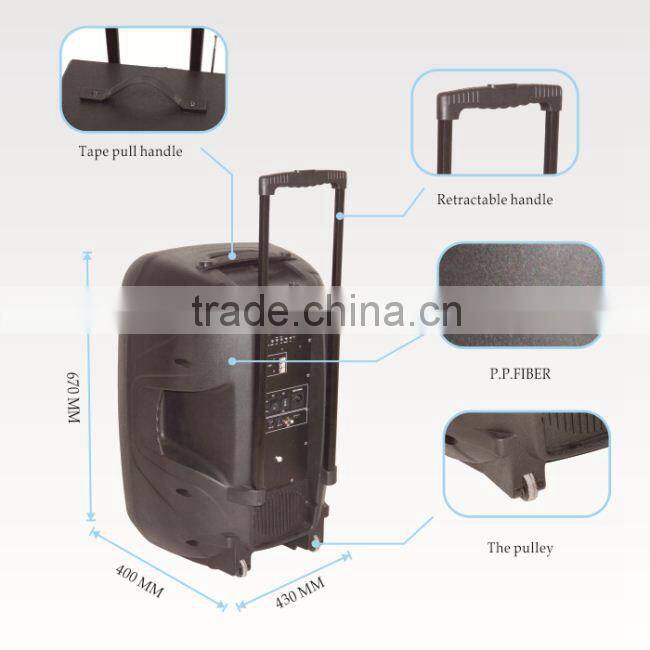 15inch professional powered amplified speakers system with bluetooth