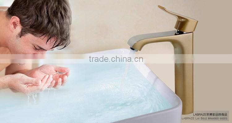 LABRAZE LE12008 Gold Finish Lavatory Basin Long neck Brass Faucets for the bathroom
