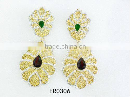 Wholesale preciosa rhinestone earring 24k gold plated beautiful earrings