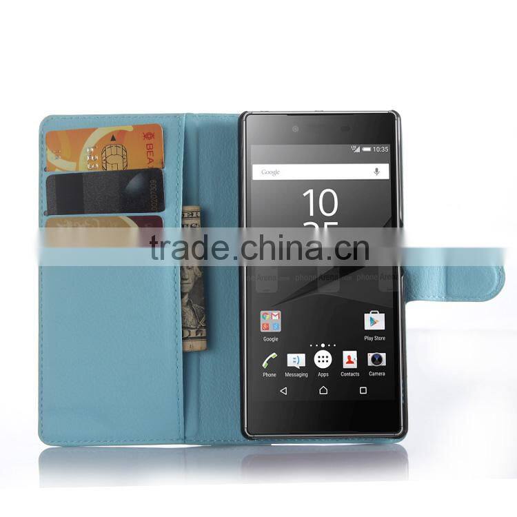 Hot! New! cell phone cover wallet leather with card slots stand flip mobile phone case for sony z5 premium alibaba china