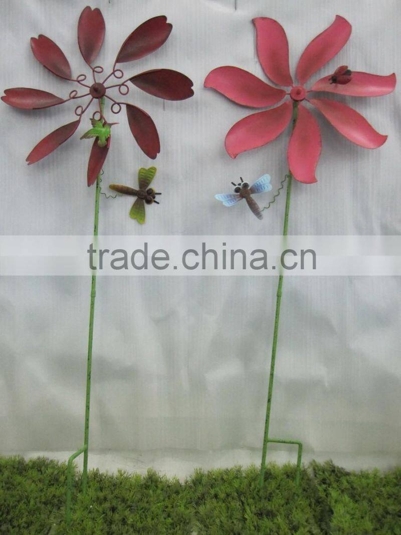 wholesale flower shape metal garden windmill for garden decoration