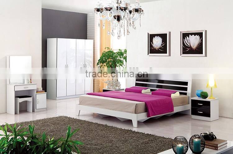 modern simple design high gloss bedroom set furniture with uv panel