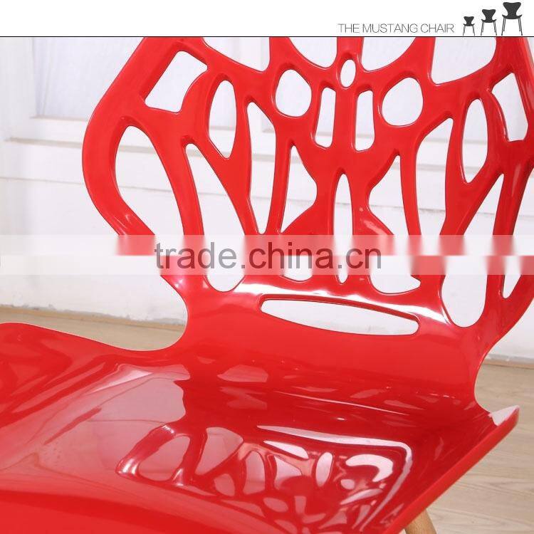 Morden Home Furniture Plastic Dining Room Chair With Wood Legs