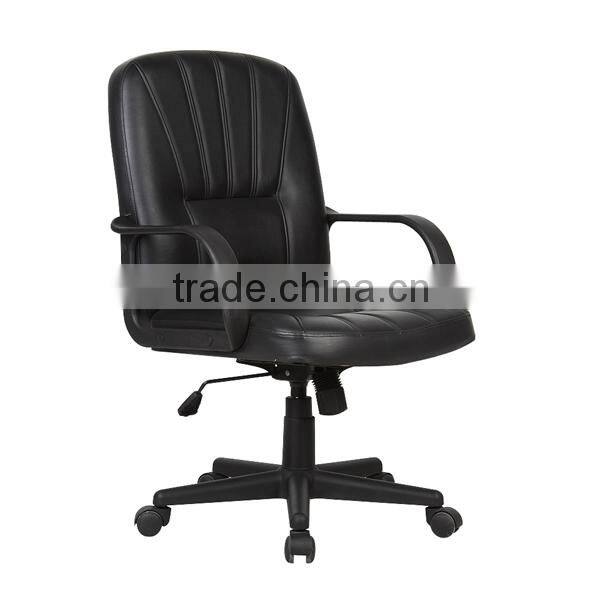 HC-A043M black leather swivel office chair with arm