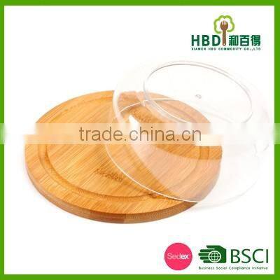 New hot selling plastic cheese dome cake dome with bamboo base
