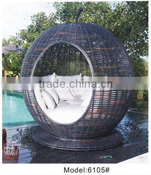 Outdoor round apple shape sunbed with cushion & pillow Customized shape sunbed