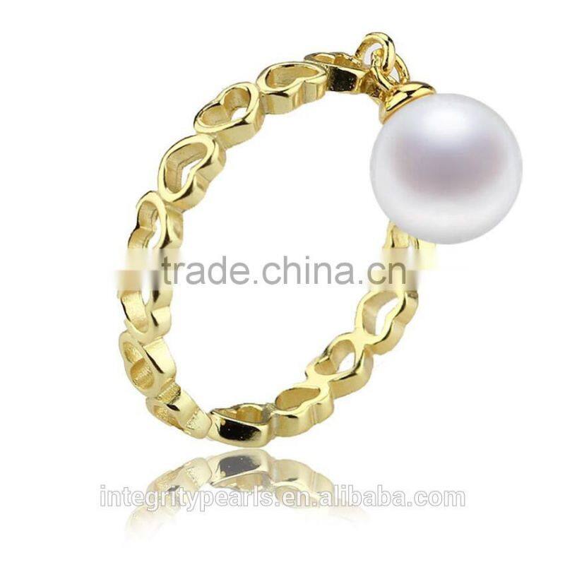 Simple design pearl ring 925 sterling silver ring 6mm AAA natural fresh water pearl ring