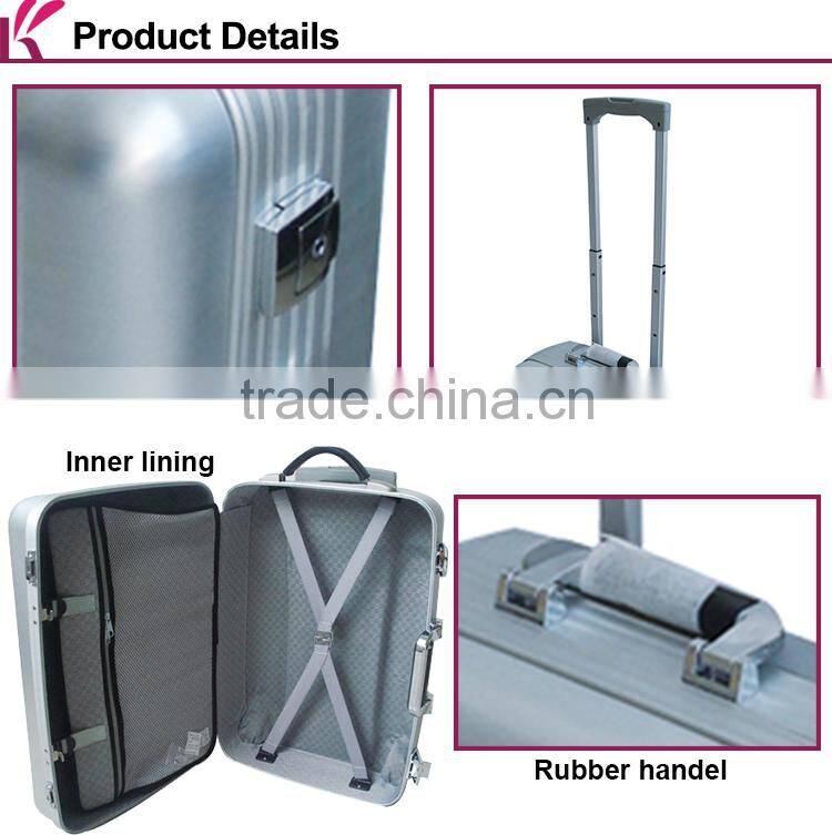 2016 Silver Color Cheap 28 Inch Trolley Suitcase With 4 Universal Wheels