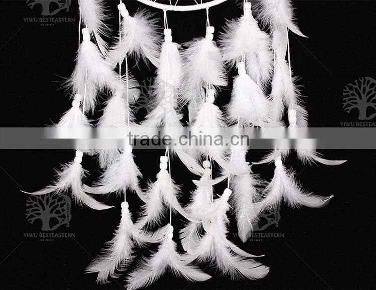 White dream catcher with feathers wall hanging decoration decor ornament