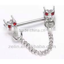 Love-shaped nipple piercing ring body jewelry