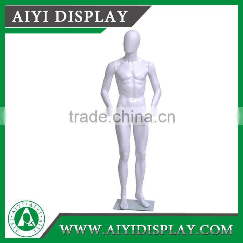 white glossy Male plastic mannequin with Abstract head