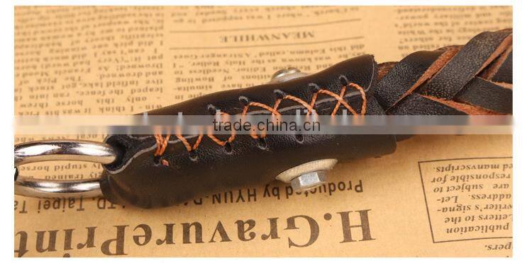 High Quality Customized Braided Leather Dog Leashes for Medium or Large Dogs, Genuine Leather Pet Collars and Leashes
