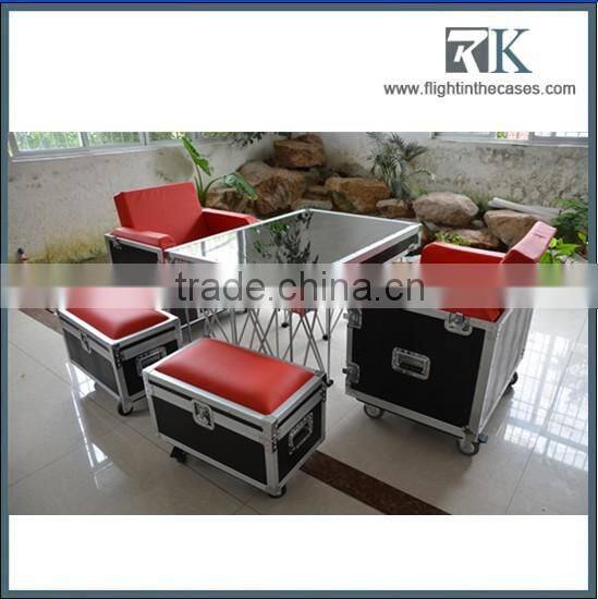 3 Seater Wood and Green Leather Sofa road case