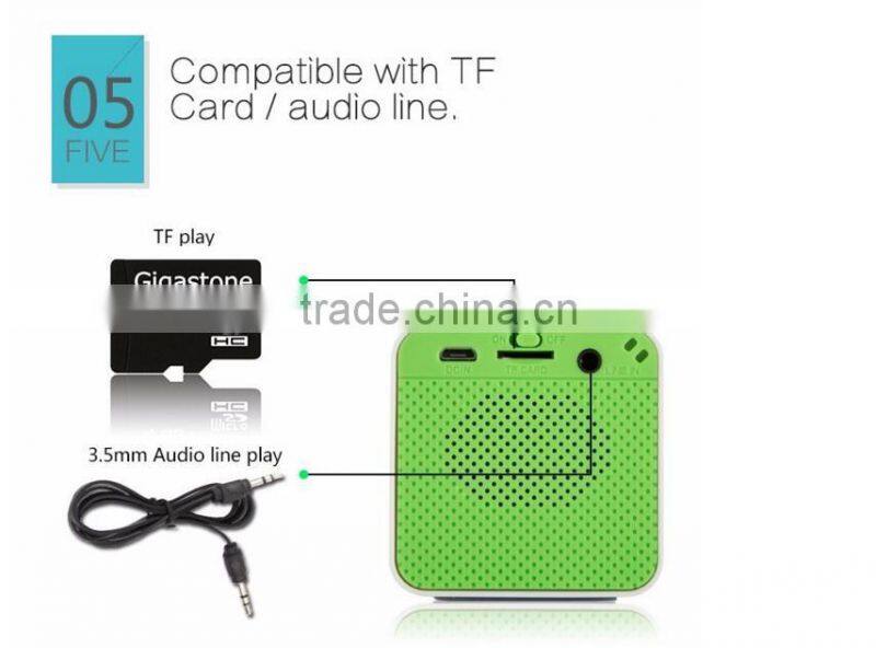 M-0322 mini square portable bluetooth speaker with hands-free call function + SD card slot