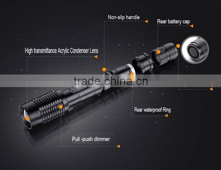 waterproof alluminum alloy led flat torch 2000lm