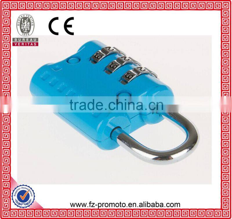 customize design 2015 Top Security 3 digits combination padlock/resettable number lock