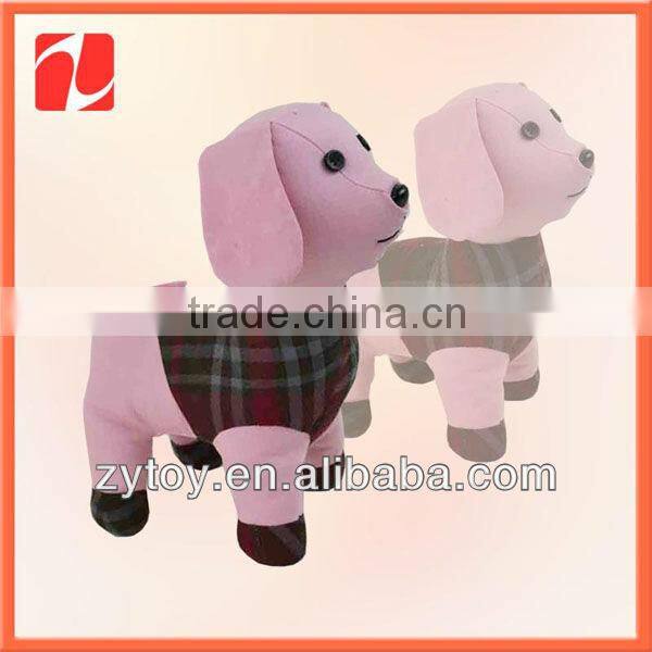 Custom fashion cute soft funny pink dog plush toy with clothes