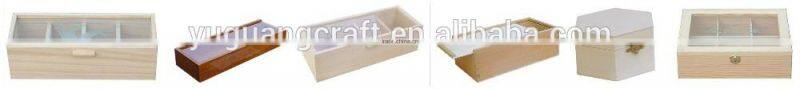 wooden 6 section custom tea bag box storage holder with glass lid
