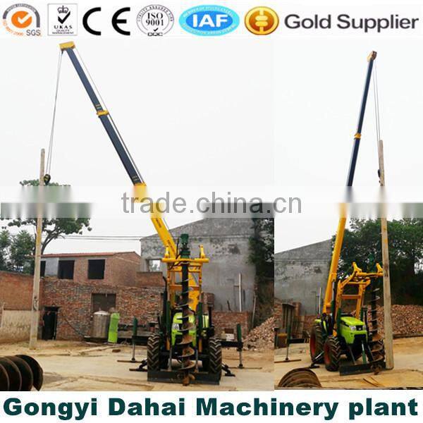 Drill holes and erection power pole, multi functional telegraph pole pit digging machine
