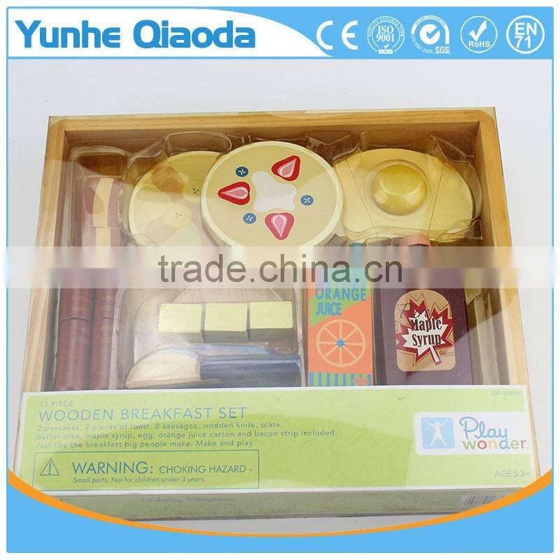 Fun durable wooden food set for years of play wooden breakfast set Solid Wood Version