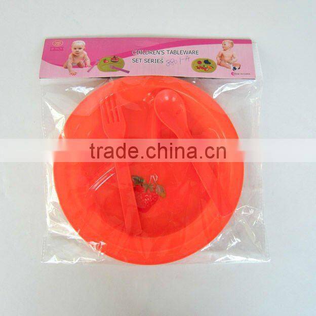 Pastic orange tableware picnic set 3pcs