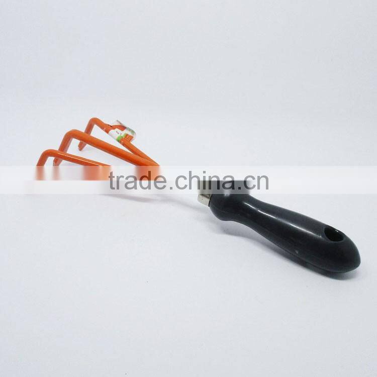 3 teeth rake for garden metal meterial blade mini trowel rake with plastic handle