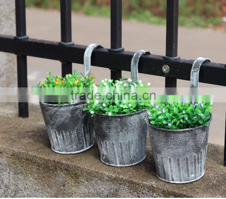 bulk antique black galvanized outdoor wall hanging metal planter