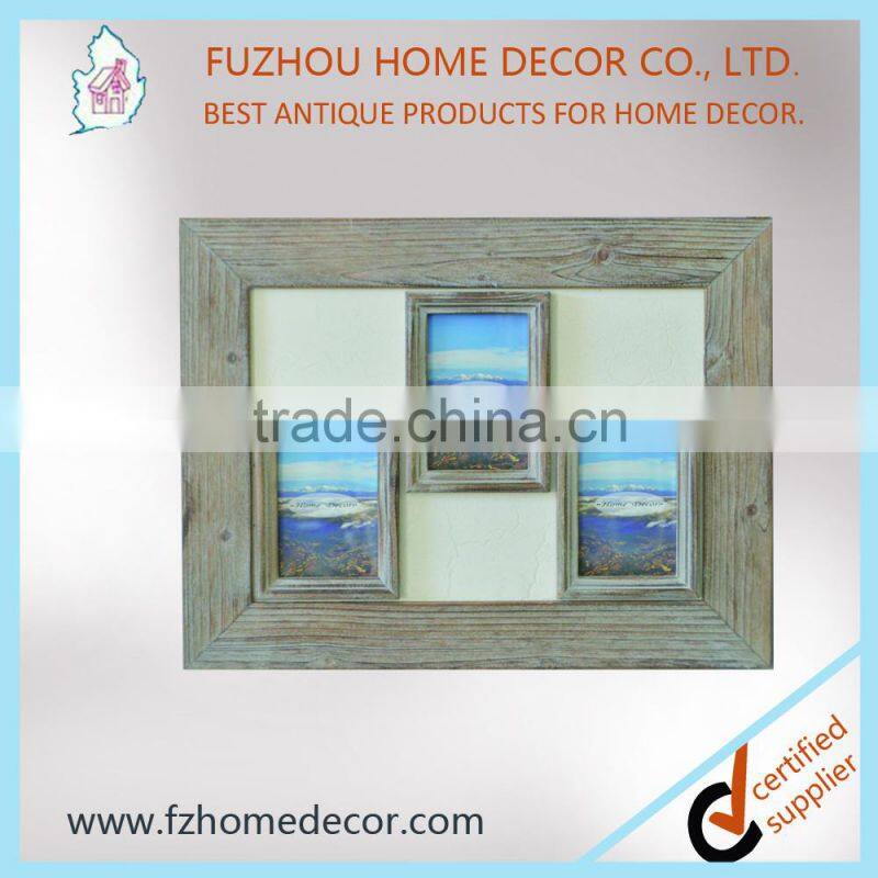 multiple wooden photo frame with triangle hook and three window new models for home decor