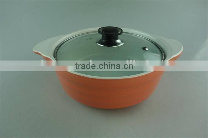 AB grade wholesale stock glazed ceramic casserole with glass lid,soup&stock pot