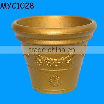 Gold plated terracotta indoor herb pots