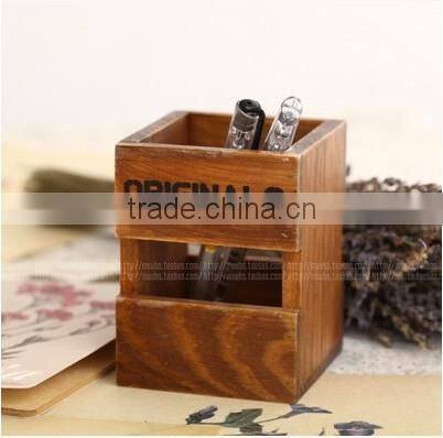 do old zakka wooden pen container or sundry box