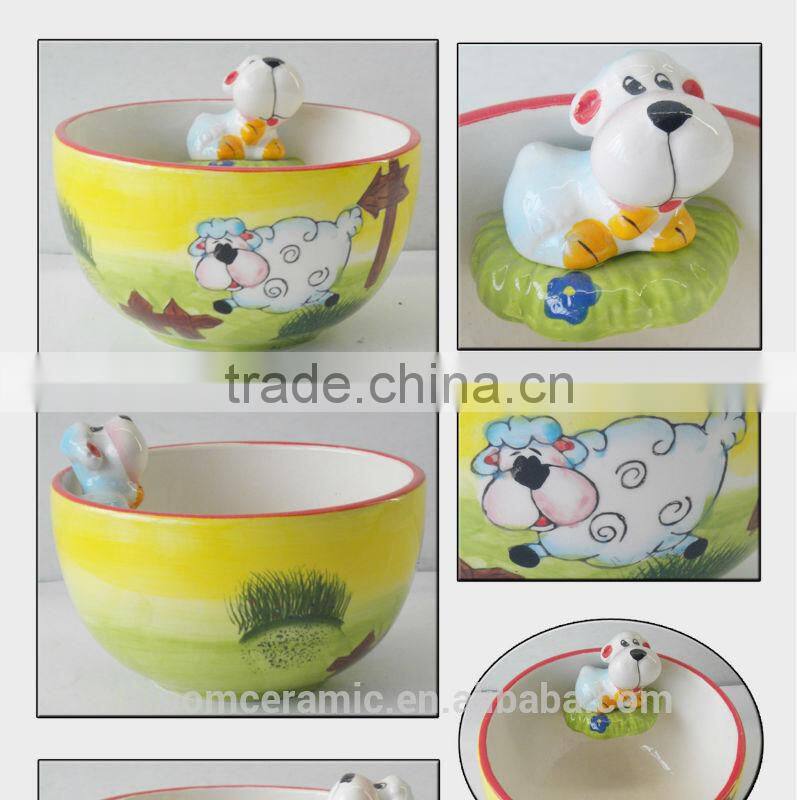 custom logo decal design ceramic Unique sheep bowl
