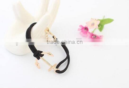bracelet women 2017 leather bracelet anchor bracelet