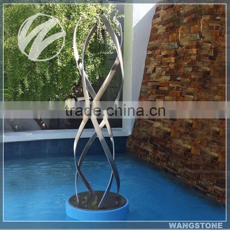 Modern abstract wind stainless steel sculpture for swimming pool